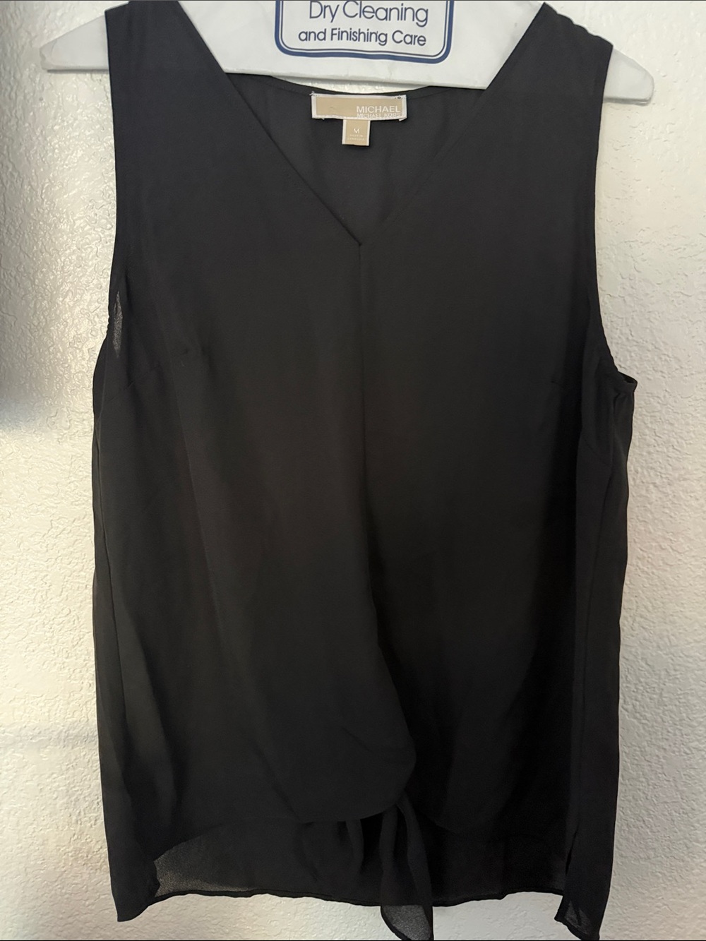 Michael Kors Black Sleeveless V-Neck Draped Blouse